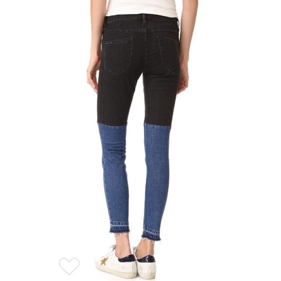 BLANK NYC Two Toned Raw Hem Skinny Jeans Low Rise 26 Black Blue - Picture 2 of 9